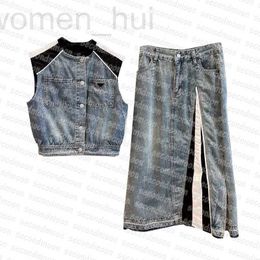 Skirts designer Women Casual Denim Skirt Metal Badge Jean Jacket Vintage Style Coat Summer Fashion Straight