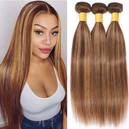 Hair Bulks 28 30 Inch Ombre Bundles Deal Maxine Human Hair Straight Bundles Brazilian Hair Weave Brown Highlight Hoeny Blonde Bundles 230607