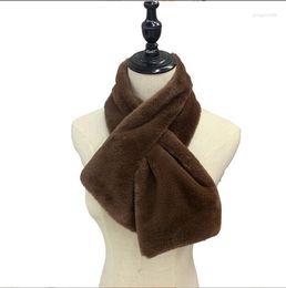 Scarves Autumn And Winter 2023 Korean Version Soft Hair Scarf Solid Cross Warm Fur Otter Women