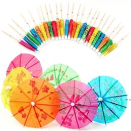 Bar Tools 144pcs/set Paper Cocktail Parasols Umbrellas Drinks Picks Wedding Event Party Supplies Holidays Garnishes Holders JN08