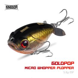 Baits Lures Kingdom GoldPop 35mm 5.8g Topwater Whopper Popper Fishing Lure Pike Fishing Floating Wobbler Artificial Hard Bait with Propeller 230607