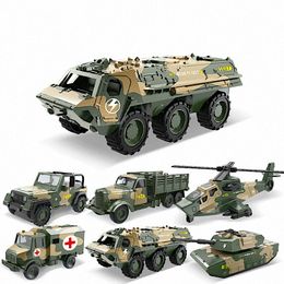 Diecast Model car Alloy Metal Car Clockwork Simulation Military Armed Tank Armored Vehicle Car Truck Children's Toy Model Helicopter 230608