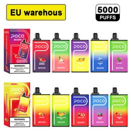 EU USA warehouse Poco BE5000 Disposable Vape pen Electronic Cigarette Mesh Coil 5000 puffs Vapour Airflow Rechargeable 14ML 10 Flavours Device e Cigs Vaporizers