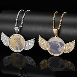 Pendant Necklaces Hip Hop Customise Po Necklace Round Memorial Frame Medal Pendants Drop Delivery Jewellery Dhlre