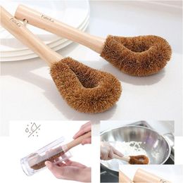 Cleaning Brushes Natural Pot Brush Beech Wooden Handle Pan Dish Hanging Nonstick Cleaner Cup Kitchen Accessories Dbc Vt0667 Drop Del Dhqxn