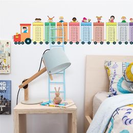 Cartoon Train Digital Multiplication Table Wall Stickers For Kids Room Nursery Decoration Mural Alphabet Fruit Animals Stickers