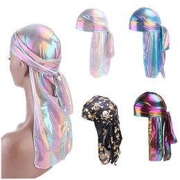 Party Hats Fashion Silk Long Tail Scarf Cap Pirate Hat Mti Colors Soft Satin Durag Bandanna Turban For Women Drop Delivery Home Gard Dhq36