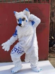 professional White Fur Fox Dog Husky Mascot Costume Furry Suit Fursuit Halloween Christmas Birthday Party Gift