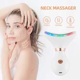 Face Care Devices Remove Double Chin Device LED Pon Heating Therapy AntiWrinkle Neck Tool Vibration Skin Lifting Tighten Massager 230608