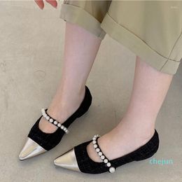 Dress Shoes Women Pumps Mary Janes Low Heels 2023 In Fashion String Bead Sandals Pointed