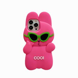 Free DHL wholesale Korea popular ins Cartoon Rabbit 3D Case For iphone 14 13 12 Pro Max i11 13pro Kids Shockproof Soft Silicone pink Phone Cover