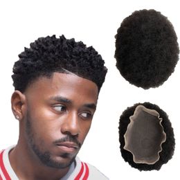 Parrucca da uomo in pizzo pieno di ricambio per capelli umani vergini malesi 4mm 6mm 8mm 10mm 12mm Parrucca da uomo a onde afro per uomini neri Consegna espressa veloce