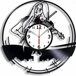 Wall Clocks Violin Music Decor - Gift For Woman Handmade Idea Christmas Record Clock 12 Inch