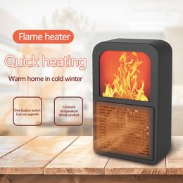 Heaters 400W 3D Flame Fireplace Heater Home Desktop Mini Electric Warmer Machine Winter Stove Radiator Hot Air Blower for Home Office