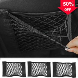 New Universal Car Back Seat Back Glue Stick Net Mesh Bag Elastic String with Back Glue Stick Seat Storage Bag Pocket Auto Organizer