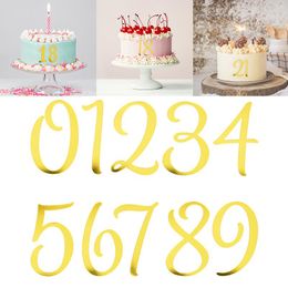 Festive Supplies 1 Set 0-9 Numbers Happy Birthday Cake Topper Gold Acrylic Wedding Party Cupcake For Kids Dessert Decoration