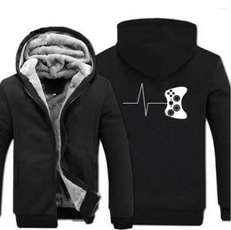 Men's Hoodies For Gamers Zipper Funny Gaming Video Sweatshirts 2023 Winter Warm Fleece Men Thick Game Jacket