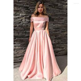 Party Dresses Off The Shoulder Long Prom Dress Stain Sleeveless Boat Neck Simple Formal Evening Gowns