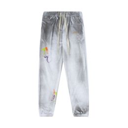 Designer Pants Designer Sweatpants Pants Mens Jogger Pants Tie Dyed Graffiti Tryckt Hip Hop Men and Women Casual Straight Trousers Grey Size: S-XL