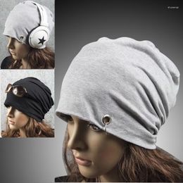 Berets 2023 Punk Women Men Winter Hat Beanies Bonnet Femme Slouch Baggy Iron Hoop Ring Cap Hip Hop Cloth Beanie Gorros Women's