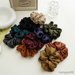 Other New Satin Scrunchies Elastic Hair Ties Women Girls Big Silk Bands Ponytail Holder Rubber Accessories R230608