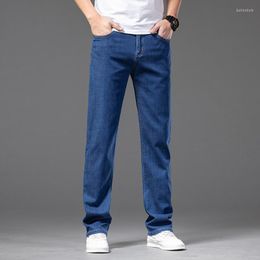 Men's Jeans Summer Autumn Classic Style Men Brand Business Casual Stretch Slim Denim Pants Light Blue Black Trousers Male Large Size