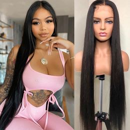 40 Inch 180%Density Straight Lace Frontal Wig Human Hair 28 Inch 13x4 Full Lace Wigs for Women Human Hair Brazilian Pre Plucked