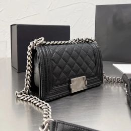 2023Ssw Classic Black Caviar Leather Mini Flap Bags Quilted Calfskin Gold Aged Silver Metal Hardware Chain Strap Crossbody Shoulder Designer Handbag Totes 20CM