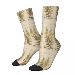 Men's Socks Vintage Fern Botanical Leaf Male Mens Women Summer Stockings Printed