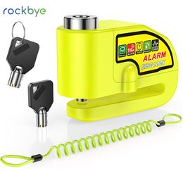 Bike Locks Rockbye Bicycle Disc Brake Lock Alarm Safety System Accessories for Electric Motorcycle Scooter Yellow 230607