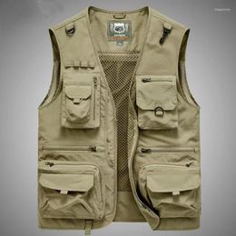 Men's Vests Men Spring And Autumn Vest Solid Color Casual Outdoor Cargo Loose Fashion Multi-Pocket Male A147