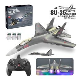 Intelligent Uav SU 35 Stunt RC Aircraft Six Axis Remote Control Air Plane Toy 2.4G 4CH Fighter for Teens Outdoor Play Birthday Gift 230607