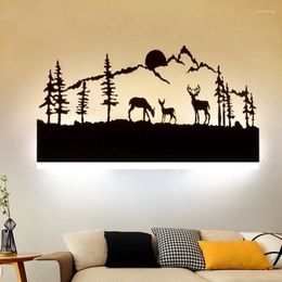 Wall Lamps Nordic Animal Romantic LED Lamp Creative Painting 110-240V Modern Black Sconce Decoration For Bathroom Living Bed Room