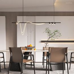 Pendant Lamps Nordic Designer Long Type LED Light Modern Silicone Hanging Lamp Dining Room Home Decor Liner Lighting Fixtures