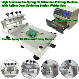 High Precision PCB Paste Solder Printer Machine 320x450mm Desktop Silkscreen Printing Tools With SMD 962 Reflow Oven Welder Sets