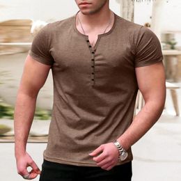 Men's T Shirts Stylish Summer T-shirt Skin-touching Pullover Top V-neck Men Casual Sports Sweat Absorbing