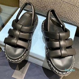 2023-Summer Gear Platform designer sandals silhouette Soft lines retro flair define the design of these leather covered sandals on trend and classic