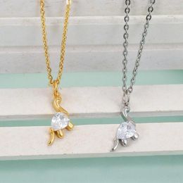 Pendant Necklaces EYIKA Cute Creative Animal Mini Dinosaur Necklace Zircon Women Gold Silver Colour Choker Colar Korean Fashion INS Jewellery