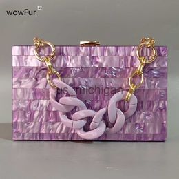 Evening Bags Elegant Pearl Purple Party Prom Cute Wedding Clutch Purse Casual Chains Handbags Brand Fashion Women Striped Acrylic Evening Bag J230609