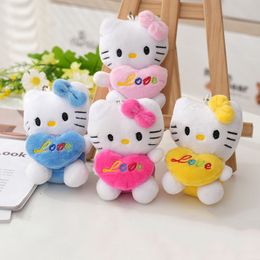 Manufacturers wholesale 4-color 10cm cute plush cat key chain cartoon cartoon peripheral doll key pendant children's gifts