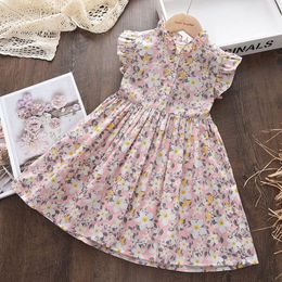 Girls Dresses Menoea Summer Baby Flower Fahion Style Flying Sleeves Floral Dress 26 Years Kids Casual Clothing Outfits 230608