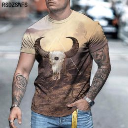 Men's T Shirts 2023 Summer 3D Printing Rhinoceros U.S. Dollar Shofar T-Shirt For Men Short Sleeves Trendy Menswear Casual Tshirt Tops Tees