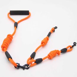 Dog Collars Leashes Dogs Double rope Nylon WALK 2 Two DOGS Leash COUPLER Twin Lead Walking Optional collar pull Z0609