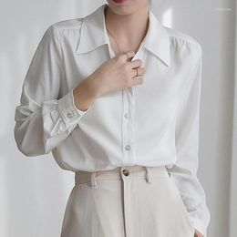 Women's Blouses Shirts For Women Blouse And Tops Mujer Blusas White Long Sleeve Korean Style Solid Colour Chiffon Female Blue 1502