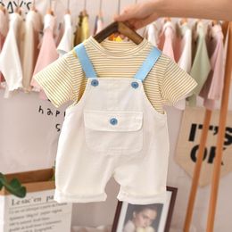 Overalls Toddler Baby Boys 6M4T Kids Summer Romper Solid OnePieces Sleeveless Casual Jumpsuit 4 Colors Girl Fall Clothes 230608