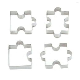 Bakeware Tools Stainless Steel Fondant Biscuit Cookie Cutter Cake Pastry Puzzle Mould 4 Pcs