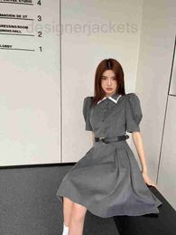 Basic & Casual Dresses Designer High end 23 Summer New Premium Grey Polo Collar Contrast Bubble Sleeve Quality Dress 5U2Q