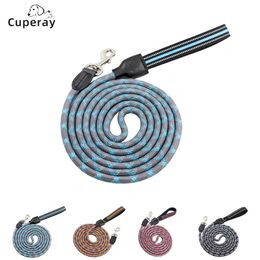 Dog Collars Leashes Reflective Nylon Leash15m2m3m5m Long Round Leash with Thick Handle Swivel Hook To Prevent Entanglement Pet Z0609