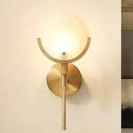 Wall Lamps 2023 Nordic Loft Glass Golden Bedroom LED Light Art Minimalist Bedside Corridor Sconce