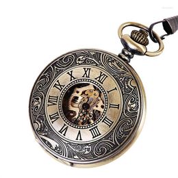 Pocket Watches WAH665 Antique Mechanical Alloy Engraved Bronze Watch 5 Pieces